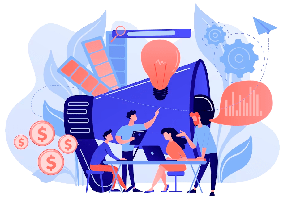 Content marketing and SEO documents spread on a desk