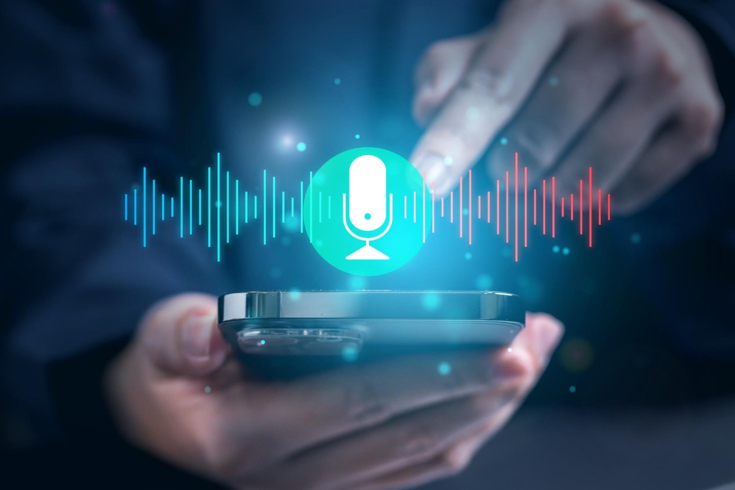 Person using voice search on a smartphone