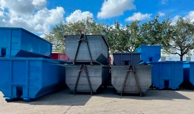 Ultimate Containers Pro shipping containers at a South Florida yard